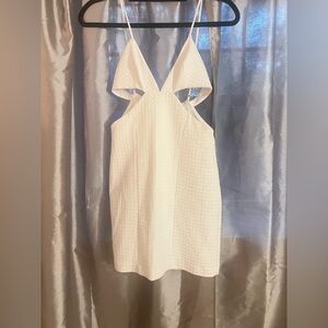 Zara White Pleated Cutout Cocktail Dress